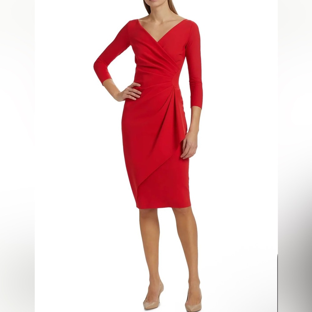 CHIARA BONI La Petite Robe Red Charisse Sheath‎ Midi Dress Size 38 / Small